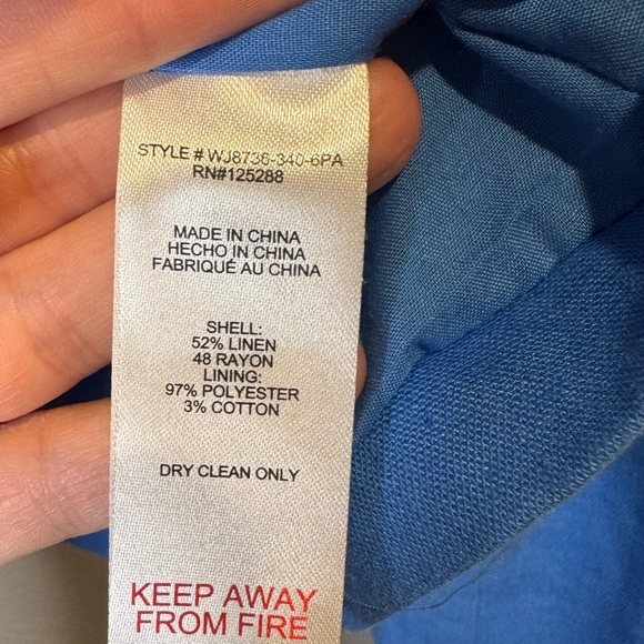 Jason Wu Womens Blue Linen Cropped Blazer Jacket Braided Trim Size Medium‎ - Picture 10 of 10